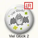 Button mit Fledermaus und Text Viel Glück