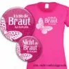 Junggesellinnenabschied-Set: Buttons und Shirt für die Braut Modell 8 personalisiert