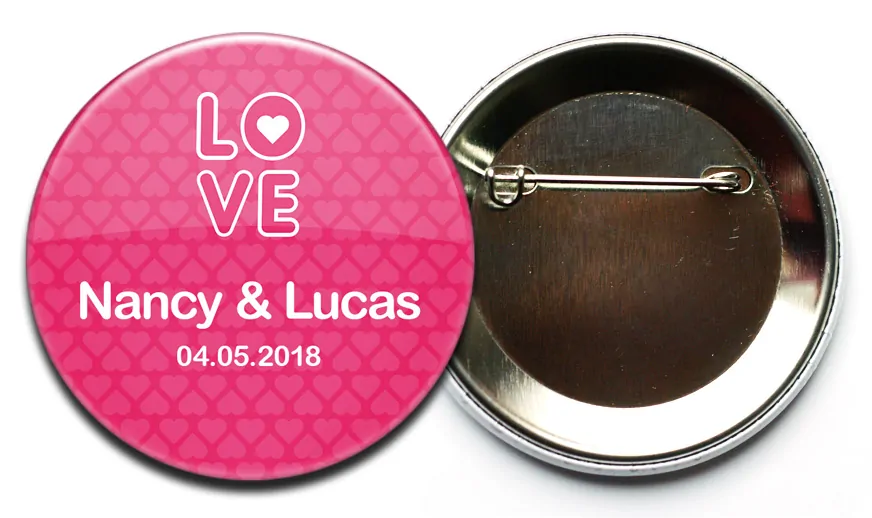 Hochzeit-Button Nr. 44 Love mit Sicherheitsnadel
