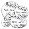Namens-Button black-and-white in diversen Größen und Formen bedruckt bestellen