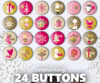 XMAS3 24 Buttons 24 Adventskalender Zahlenbuttons XMAS 3