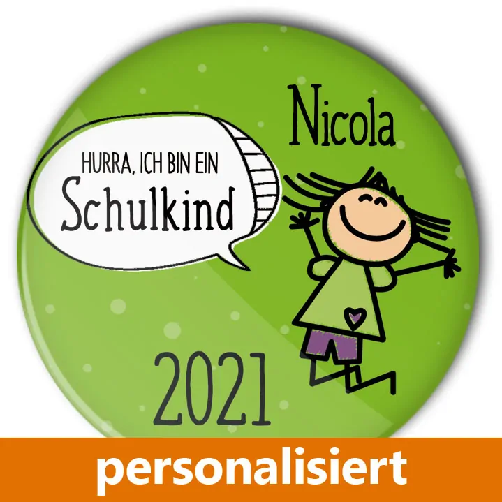 Personalisierung Button zur Einschulung Mädchen