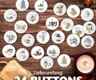 XMAS4 Lieferumfang 24 Adventskalender-Buttons XMAS 4