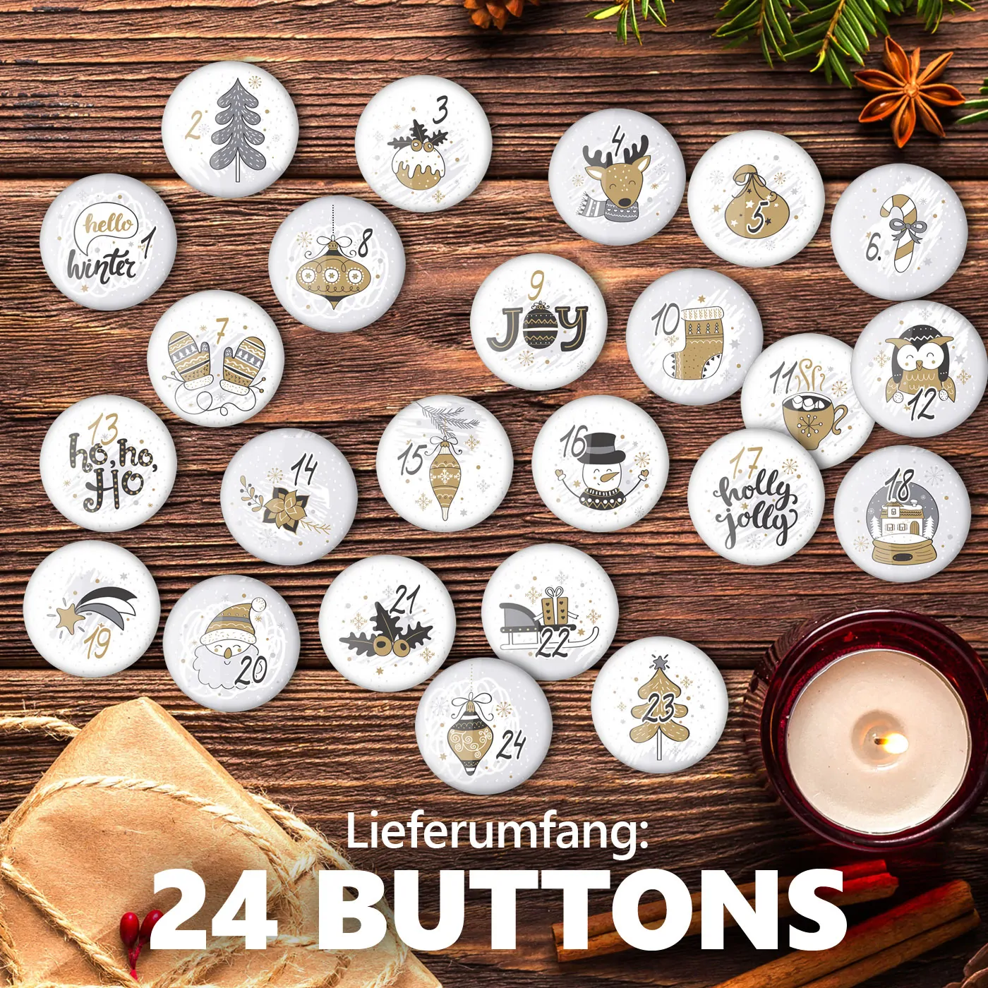 24 Adventskalender-Buttons XMAS 4 – Bild 2
