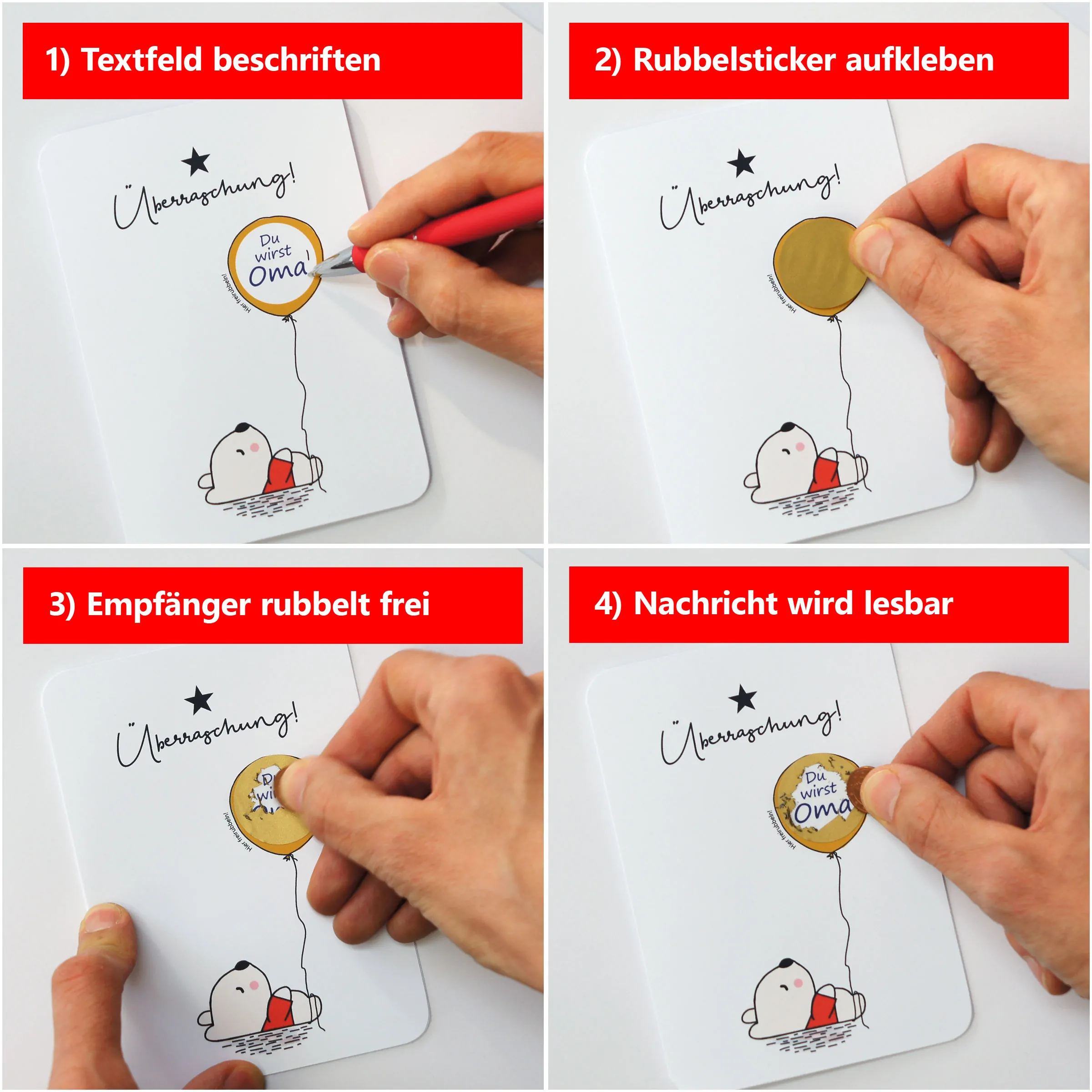 DIY-Rubbelkarte Bär mit Luftballon – Bild 3