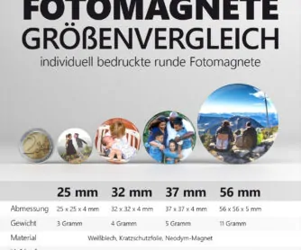 Fotomagnete Vergleich der Größen: von klein bis groß