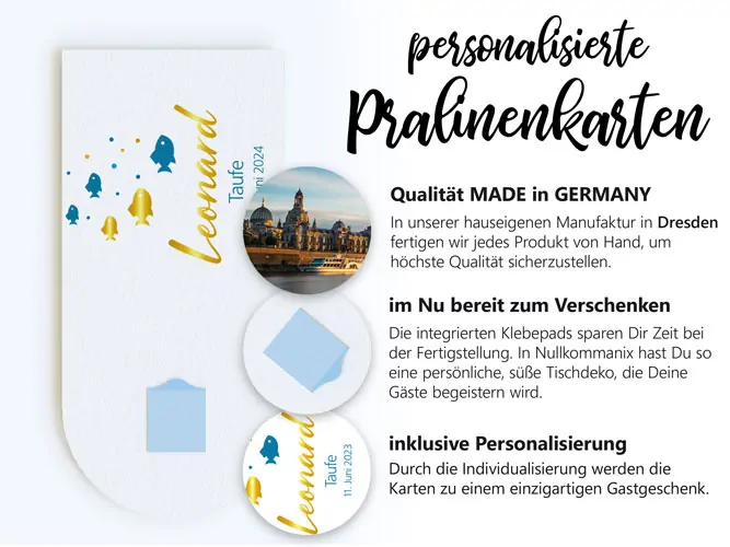 Pralinenaufleger Taufe 4 blau gold – Bild 3