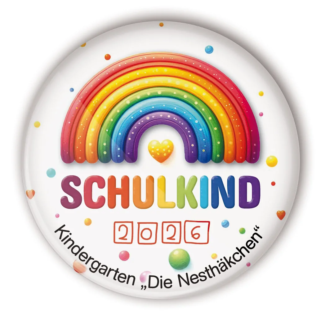 personalisiertes Beispiel des Schulkind Buttons #17 "Regenbogen"